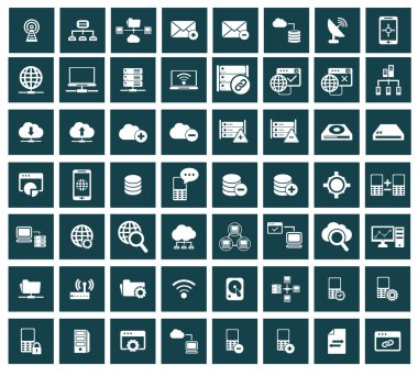 Ağ, depolama ve haberleşme Icon set, vektör