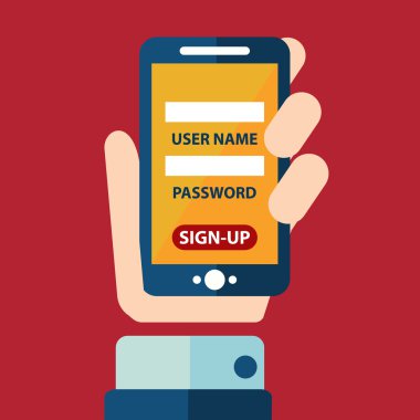 Smartphone ve tablet kayıt düğmesini kavramı ile