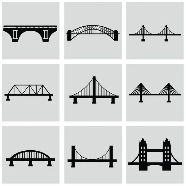 Vector isolated bridges icons set — Stock Vector