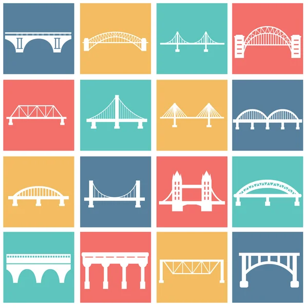 Vector isolated bridges icons set — Stock Vector