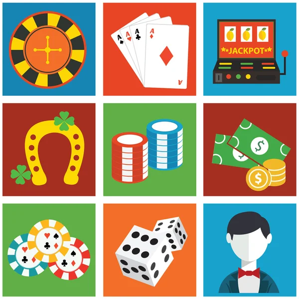 Vector casino iconos planos — Vector de stock