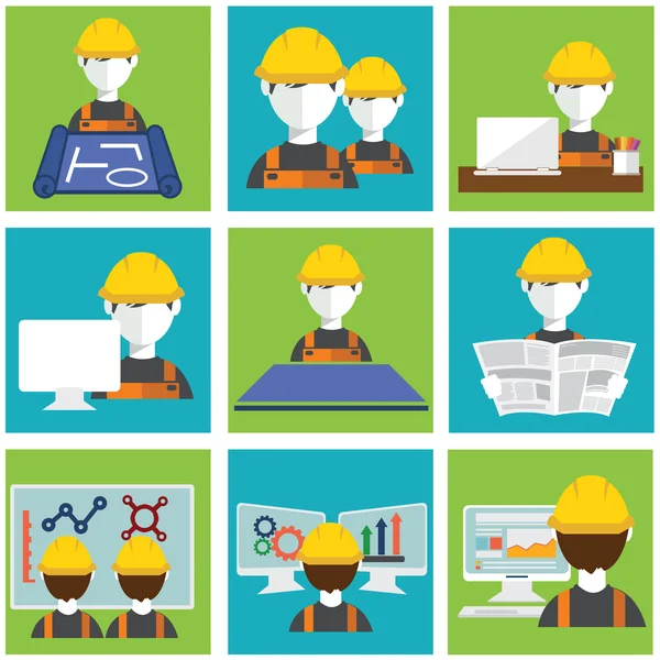 Computer service and Engineering vector icons set — Stock Vector