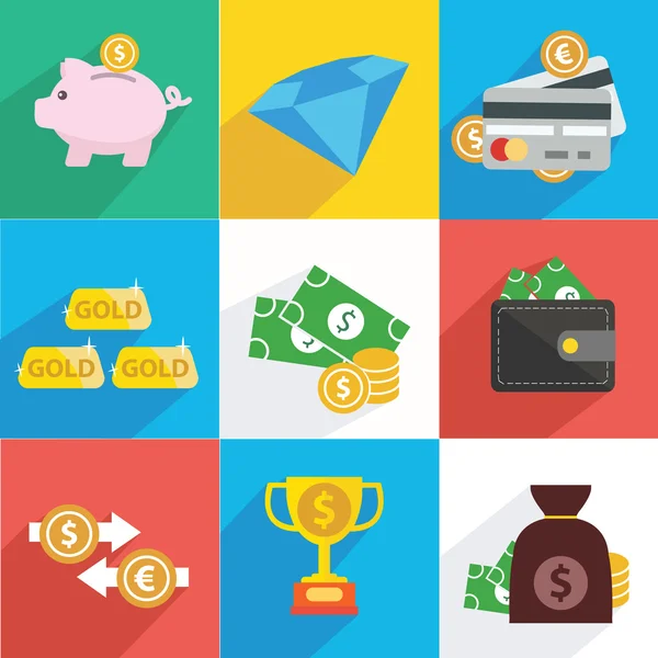 Conjunto de ícones de finanças e dinheiro —  Vetores de Stock