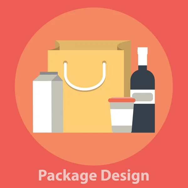 Boîte, bouteille, tasse, sac — Image vectorielle