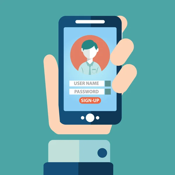 Smartphone und Tablet mit Sign-Up-Button-Konzept — Stockillustration Smartphone und Tablet mit Sign-Up-Button-Konzept — Stockvektor