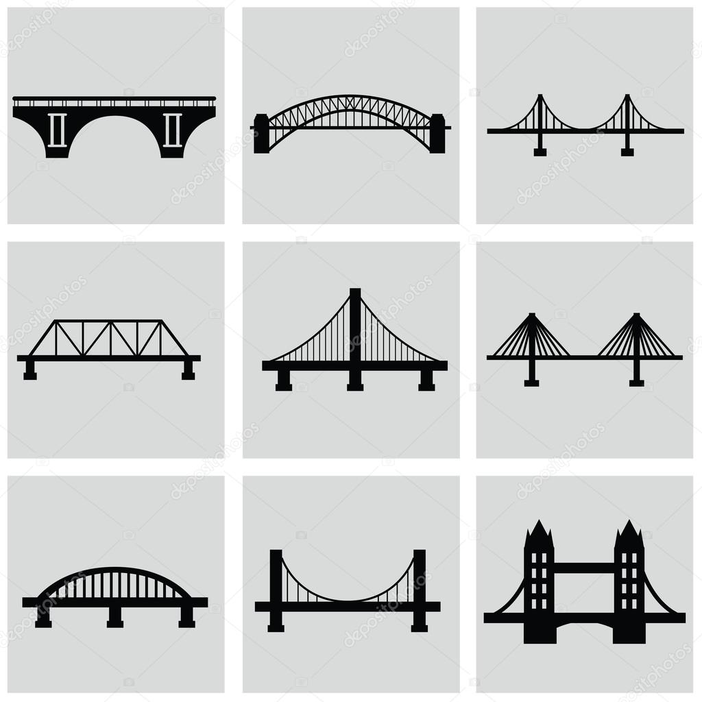 Vector isolated bridges icons set