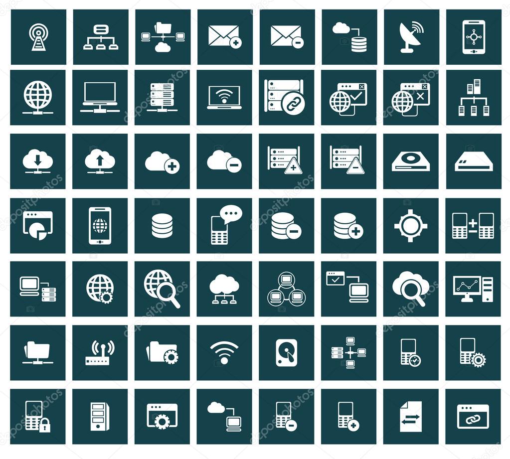 Networking, storage and Communication icon set,vector