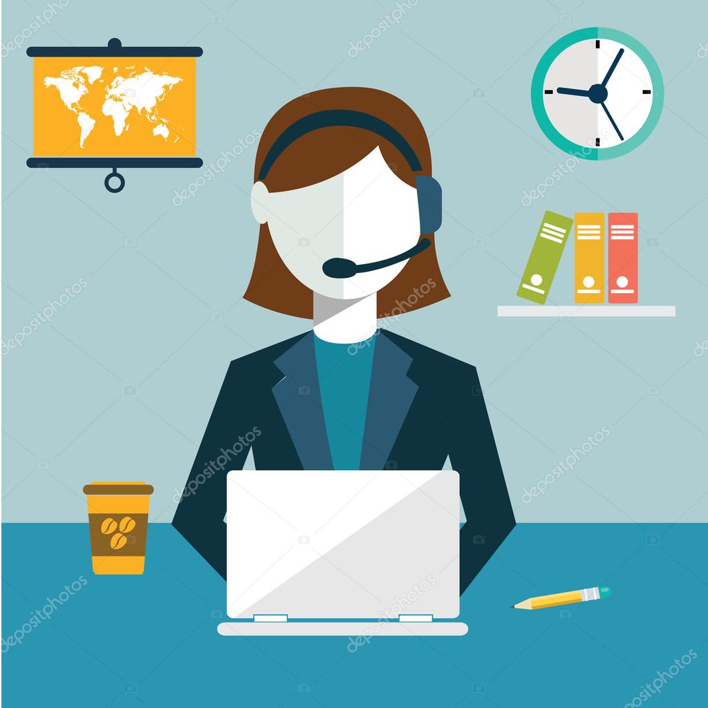 Business customer care service concept flat icons set of contact us support help desk phone call and website click for infographics design web elements vector illustration