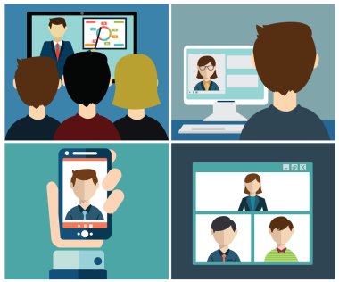 Video conference. Business communication. clipart