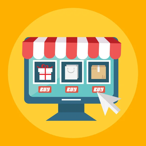Conceito de e-commerce, compras online — Vetor de Stock