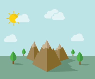 Dağlar doğa düz modern tasarım