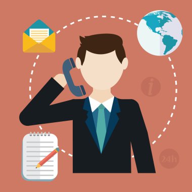 iş müşteri bakım hizmeti kavramı bize destek temas düz simgeler kümesi yardım Danışma telefon ve Web sitesi infographics tasarım web elemanları vektör çizim için tıklayın