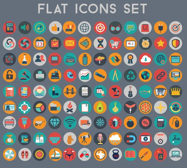 Big set of flat vector icons with modern colors — Stock Vector