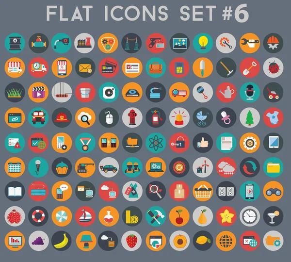 Grote reeks van platte vector iconen met moderne kleuren — Stockvector