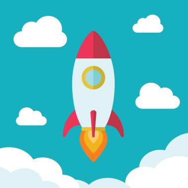 düz roket simgesi. başlangıç kavramı. Proje geliştirme.