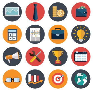 Düz iş Icon set. iş öğeleri