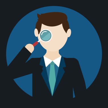 İş adamı elinde büyüteç tutuyor.