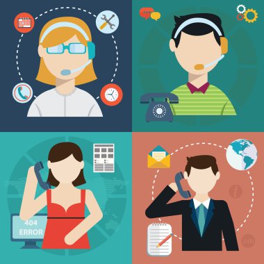 İş müşteri bakım hizmeti kavramı düz simgelerini temas bize destek yardım Danışma telefon görüşmesi ayarla