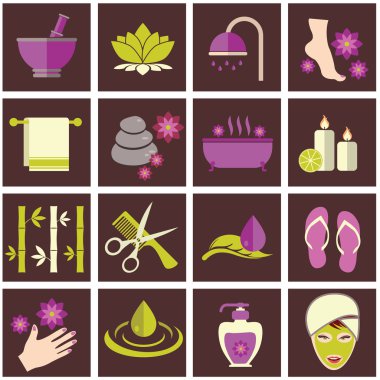 çeşitli spa simgeler vektör çizim