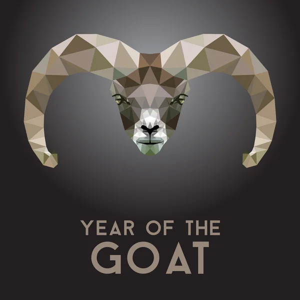 Čínský Nový rok 2015, koza s nízkou poly geometrickým vzorem — Stockový vektor
