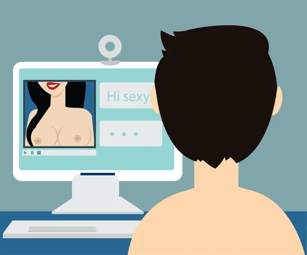Erótica desnuda en línea citas, chat sexy — Vector de stock