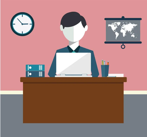 Homme d'affaires travaillant dur sur l'illustration vectorielle de bureau — Image vectorielle
