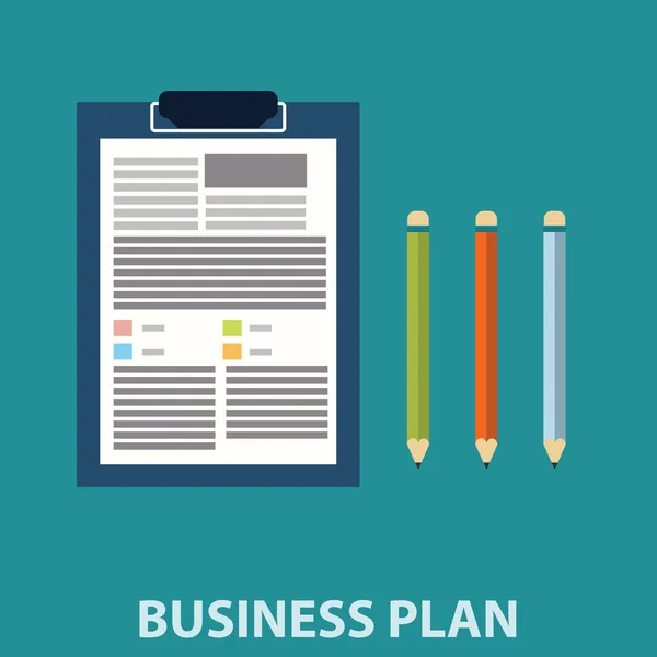 Plano de negócios, prancheta de contrato com lápis —  Vetores de Stock