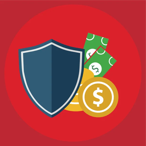 Escudo de seguridad proteger dinero negocio concepto vector ilustración — Vector de stock