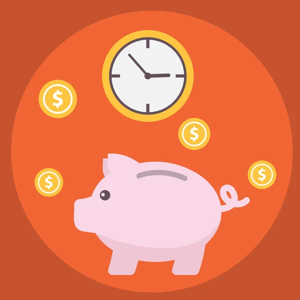 Tid är pengar, Business koncept platta ikoner set — Stock vektor