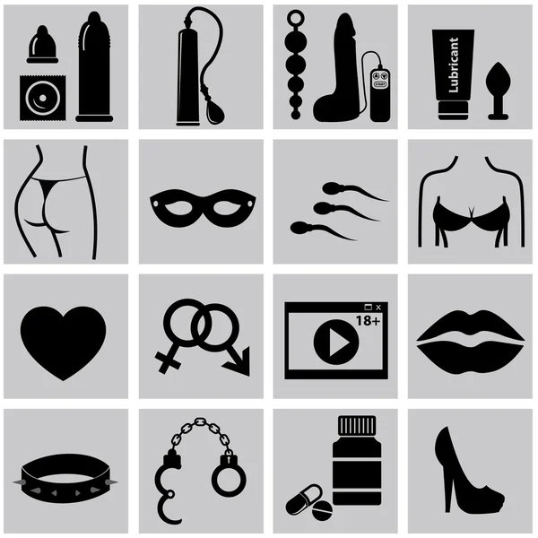 Sex icons set, love — Stock Vector