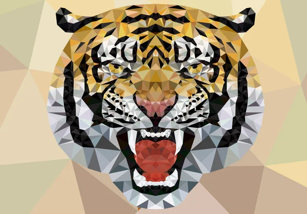 Conceptual polygonal tiger. Abstract vector Illustration, low poly style. Stylized design element. Geometric hipster illustration.Logo design. — Stock Vector