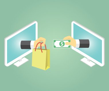 e-ticaret konsepti minimum tasarım, vektör