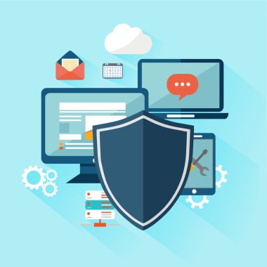 Veri koruma ve güvenli çalışma. Düz tasarım