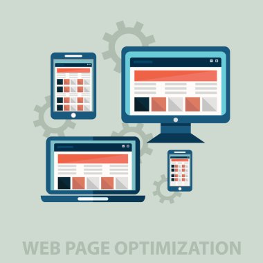 Web page optimization .web design development side vector displays clipart
