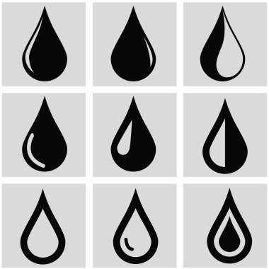 Vector black drop icons set