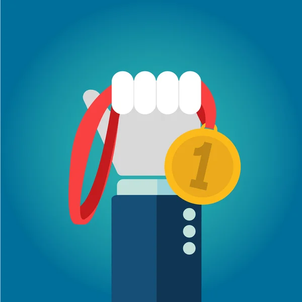 Médaille de maintien des mains, première place, vainqueur — Image vectorielle
