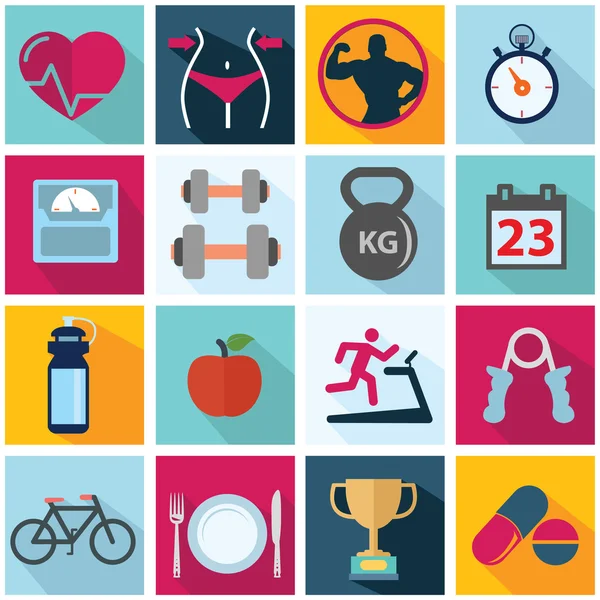 Iconos de salud y fitness — Vector de stock