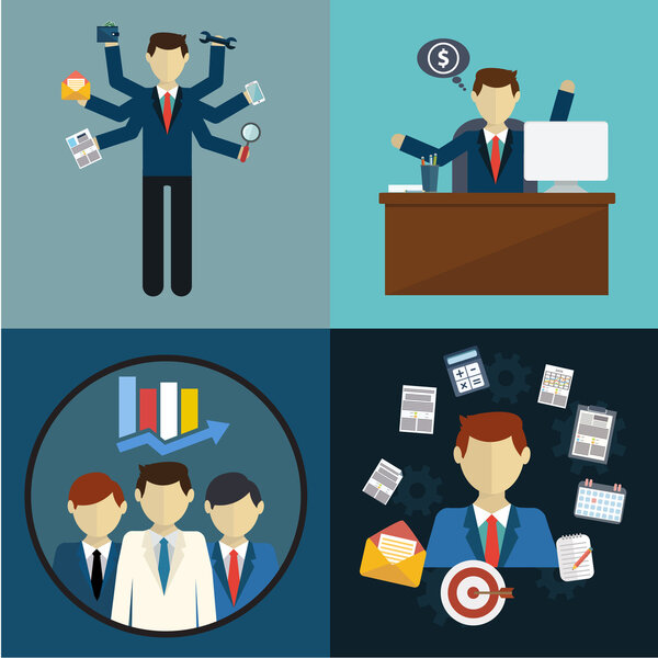Human resources and self-development. Modern business - vector illustration