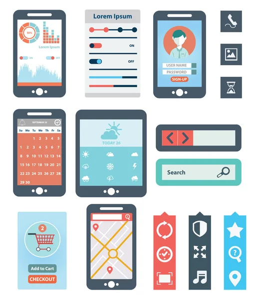 Mobile Ux-Design flache Oberfläche. — Stockvektor