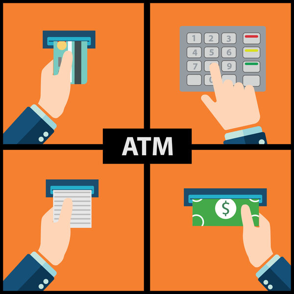 ATM machine money deposit and withdrawal