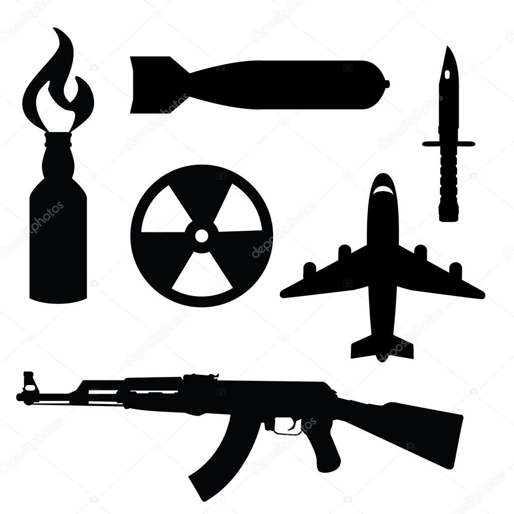 Terror icon set, war, terrorism