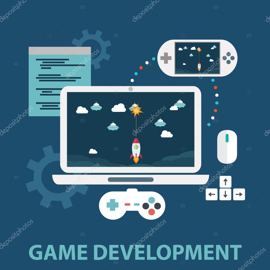 Computer games development concept Royalty Free Vector Image