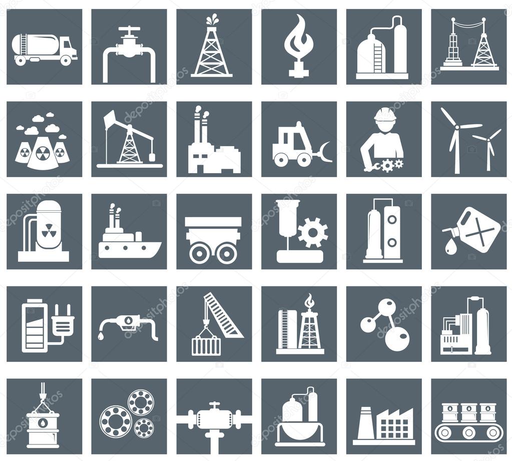 Industry, energy and construction icons set, industrial and engineering