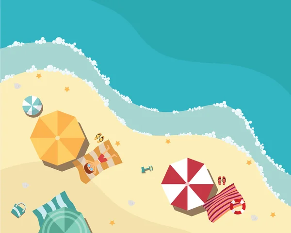 Playa de verano en diseño plano — Vector de stock