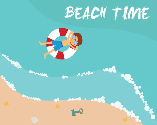 Playa de verano en diseño plano — Vector de stock