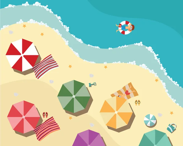 Yaz plaj düz tasarım — Stok Vektör