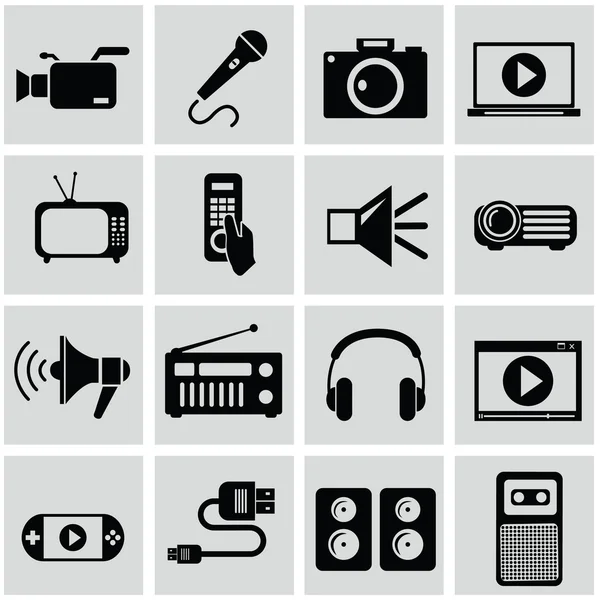 Multimedia icons set — ストックベクタ