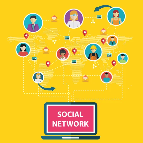 소셜 미디어 네트워크 연결 개념 — 스톡 벡터