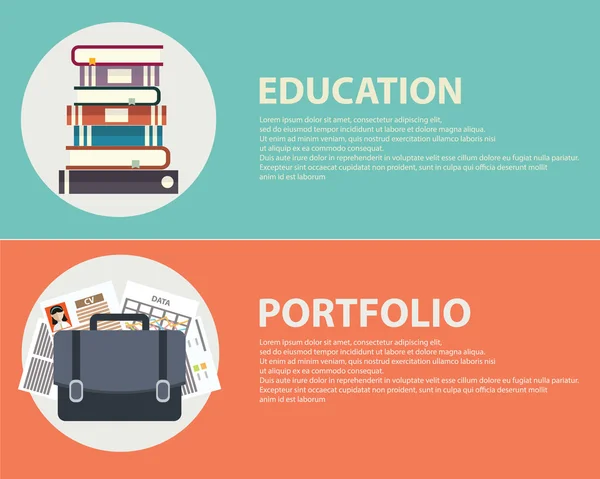 EDUCACIÓN y concepto PORTFOLIO — Archivo Imágenes Vectoriales