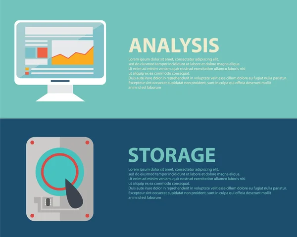 Analyse en opslag concept — Stockvector